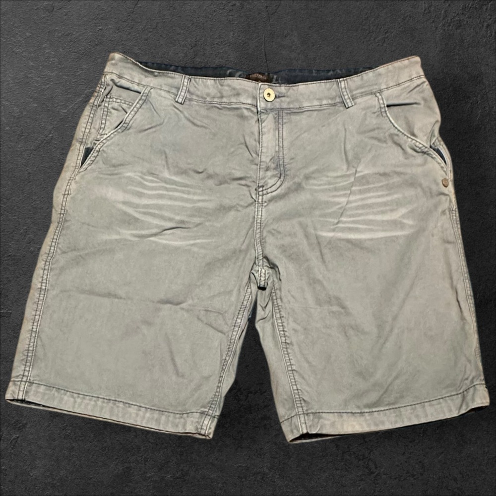 Buffalo David Bitton Mens Light Blue Cotton Shorts Size 36 Casual Flat Front
